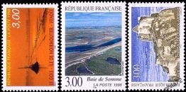 Série touristique le Gois - La Baie de Somme - Le chateau de Crussol - 3 timbres