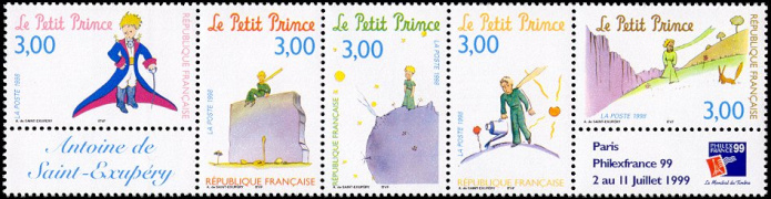 Gomme intacte Bande Neuve avec Nums 3175 à 3179 Le Petit Prince de St Exupery par des Livres Express Timbre France Collection 1998 