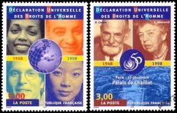 Paire cinquantenaire de la Déclaration Universelle des Droits de l'Homme - les races humaines et Palais de Chaillot