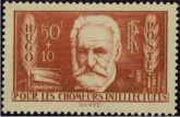 Victor Hugo - 50c + 10c rouge-brique