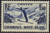 Ski à Chamonix - 1f50 bleu-violet