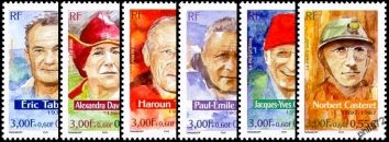 Série célébrités - grands aventuriers français - 6 timbres