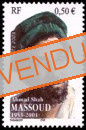 Variété Cinquantenaire de la naissance du Commandant Massoud - 0.50€ multicolore avec 2 bandes de phosphore