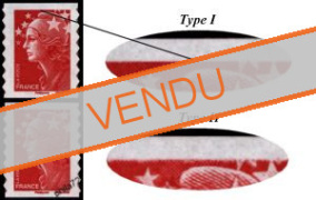 Paire Marianne de Beaujard TYPE I et TYPE II tirage autoadhésif - TVP 20g - lettre prioritaire rouge provenant de carnet Cabasson