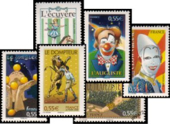 Série le Cirque - 6 timbres gommé