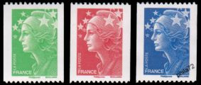 Série roulettes Mariannes de Beaujard - 3 timbres gommé