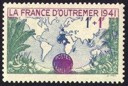 France d'outre-mer - 1f + 1f vert, lilas et bleu