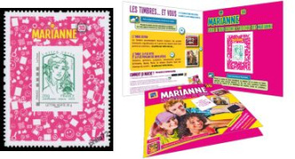 Le timbre Connecté interactif Marianne et la Jeunesse par Ciappa et Kawena tirage autoadhésif - TVP 20g - lettre verte multicolore provenant du livret Collector