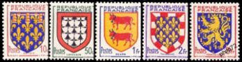 Série armoiries de provinces - 5 timbres