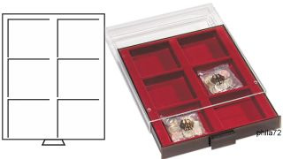 Médaillier MB XL tiroir de 6 cases carrées de 86 x 86 x 22 mm