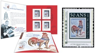 Collector IDT 50 ans du Coq Decaris 2012 tirage autoadhésif - bloc 4 timbres TVP 20g - lettre prioritaire