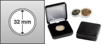 Ecrin numismatique NOBILE en métal pour monnaie ou capsule de 32 mm  (2 euros sous capsule)