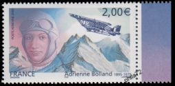 Adrienne Bolland - 2.00€ multicolore provenant du bloc feuillet avec marge illustrée