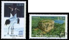 Paire Unesco - Grues du Japon et Site de Sigiriya au Sri Lanka
