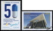Paire Conseil de l'Europe - 60 ans coopération culturelle européenne et 50 ans direction européenne de la qualité du médicament