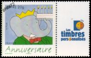 Timbre pour Anniversaire Babar tirage gommé - TVP 20g - lettre prioritaire multicolore logo TPP