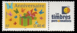 Timbre pour Anniversaire tirage gommé - 0.46€ multicolore logo TPP