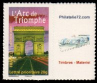 Arc de Triomphe tirage autoadhésif - TVP 20g - lettre prioritaire multicolore logo privé (phila72)
