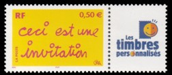 Timbre pour Invitation tirage gommé - 0.50€ multicolore papier azurant gomme brillante logo TPP