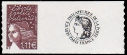 Luquet tirage autoadhésif - 1.11 euro brun-prune logo Cérès