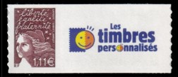Luquet tirage autoadhésif - 1.11 euro brun-prune logo TPP