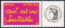 Timbre pour Invitation tirage gommé - TVP 20g - lettre prioritaire multicolore logo Cérès