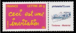 Timbre pour Invitation tirage gommé - TVP 20g - lettre prioritaire multicolore logo privé (phila72)