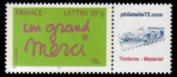 Timbre de message un grand merci tirage gommé - TVP 20g - lettre prioritaire multicolore logo privé (phila72)