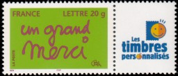 Timbre de message un grand merci tirage gommé - TVP 20g - lettre prioritaire multicolore logo TPP