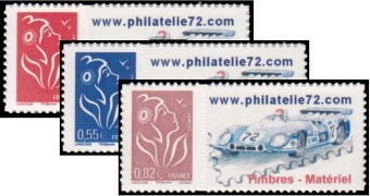 Série Lamouche tirage autoadhésif - TVP rouge, 0.55€ bleu et 0.82€ lilas-brun logo privé (phila72)
