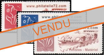 Série Lamouche tirage autoadhésif - TVP rouge, 0.55€ bleu et 0.82€ lilas-brun logo privé (phila72 unicolore)