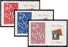 Série Lamouche tirage autoadhésif - TVP rouge, 0.55€ bleu et 0.82€ lilas-brun petit logo privé (notre passion)