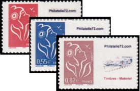 Série Lamouche tirage autoadhésif - TVP rouge, 0.55€ bleu et 0.82€ lilas-brun petit logo privé (phila72)