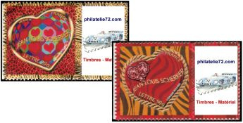 Paire Scherrer tirage autoadhésif - TVP 20g et 50g - lettre prioritaire multicolore logo privé (phila72)