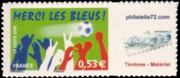Merci les Bleus tirage autoadhésif - 0.53€ multicolore logo privé (phila72)