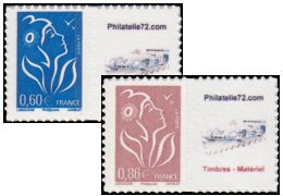 Série Lamouche tirage autoadhésif - 0.60€ bleu et 0.86€ lilas-brun petit logo privé (phila72)