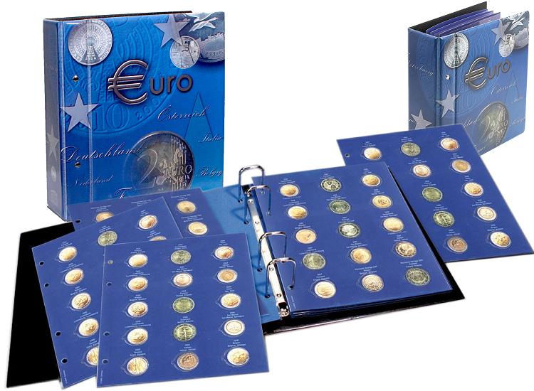 Album de Collection pour pièces de 2 Euros, Billets de Banque, Cartes  Postales, Anneaux pour Pochettes de pièces de Monnaie (Album + 10  Pochettes