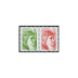 Timbres paire 40 ans du type Sabine de 1977 - 1 € vert et 1 € rouge provenant du feuillet