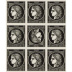 Tête bêche de 9 timbres Cérès à 0.20 € non dentelés provenant de la feuille de 150 timbres