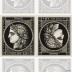 Tête bêche de 9 timbres Cérès à 0.20 € non dentelés provenant de la feuille de 150 timbres