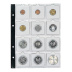Feuilles numismatiques COIN-COMPACT 12 cases carrées pour monnaies sous étuis carton