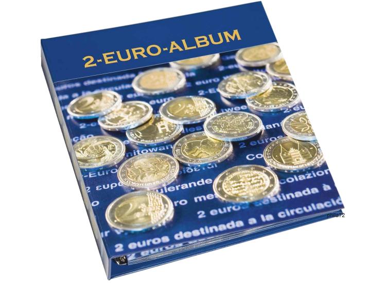 index COLLECTOR Album de collection pour pièces de monnaie de 200 pour pièces de 2 euros et autres pièces de taille moyenne bleu azur pastel avec pages et intercalaires rouges