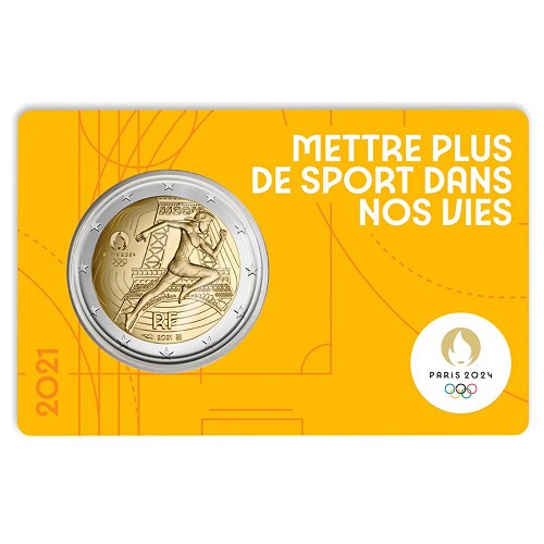 2€ euro JO 2024 France La remise du drapeau olympique Monnaie de