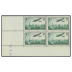 Avion survolant Paris - 85c vert-foncé bloc de 4 timbres en coin de feuille datée 1936
