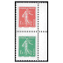 Paire Verticale timbres Semeuse de Camée 2022 - petit format 1.43€ et 1.16€ multicolore provenant du carnet 2
