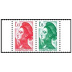 Paire Horizontale timbres Liberté de Gandon 2022 - petit format 1.43€ et 1.16€ multicolore provenant du carnet
