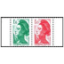 Paire Horizontale timbres Liberté de Gandon 2022 - petit format 1.43€ et 1.16€ multicolore provenant du carnet 2