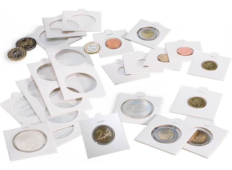 Etuis carton numismatiques à agrafer ou autocollants un seul système pour  toutes les pièces de monnaie