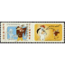 Série fête du timbre Tex Avery tirage autoadhésif - 3 timbres TVP 20g - lettre prioritaire multicolore avec logo provenant de mini-feuillets