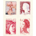 Visages de la Cinquième République tirage autoadhésif - 12 timbres mixtes à 0.55€ provenant de carnet